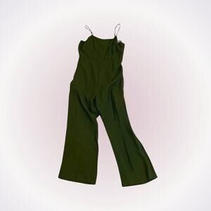 Line and Dot Green Spaghetti Strap Jumpsuit | Sz S